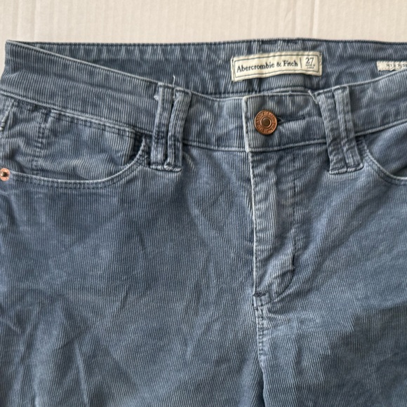 ABERCROMBIE & FITCH CORDUROY JEAN. MID RISE SUPER SKINNY, SIZE 27, RAW HEM. GUC - Picture 10 of 13